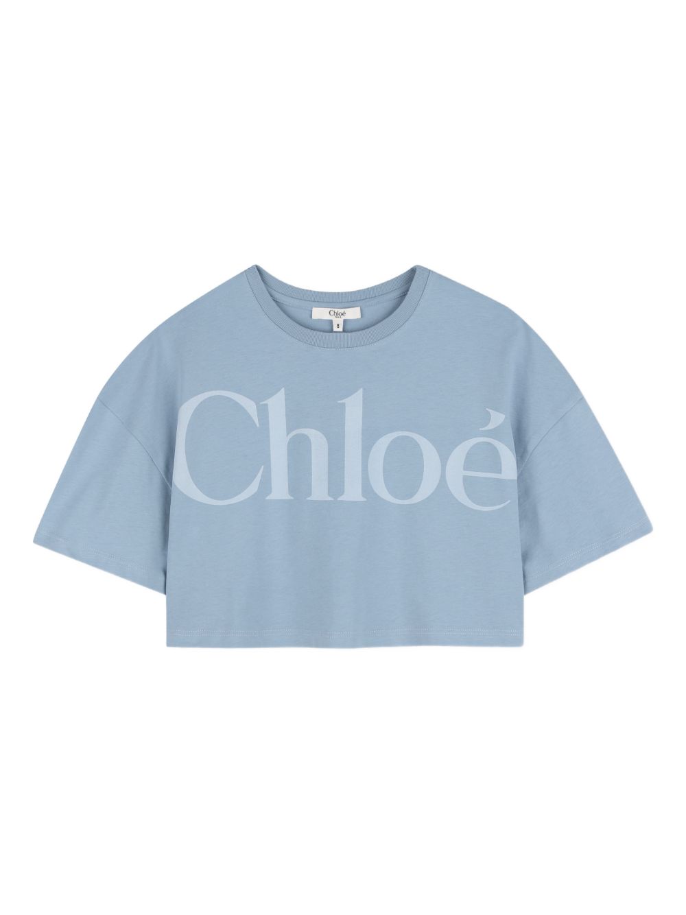 T-shirt per bambina Chloé Kids azzurra con taglio crop C20859 821 CHLOE' KIDS 