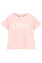 T-shirt per neonata Chloé Kids rosa con scritta logo C20910 46J CHLOE' KIDS 