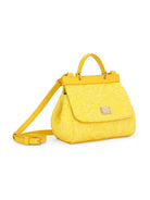 Borsa tote per bambina Dolce & Gabbana Kids gialla con placca logo sul davanti EB0003 AB011 80210 DOLCE & GABBANA KIDS 