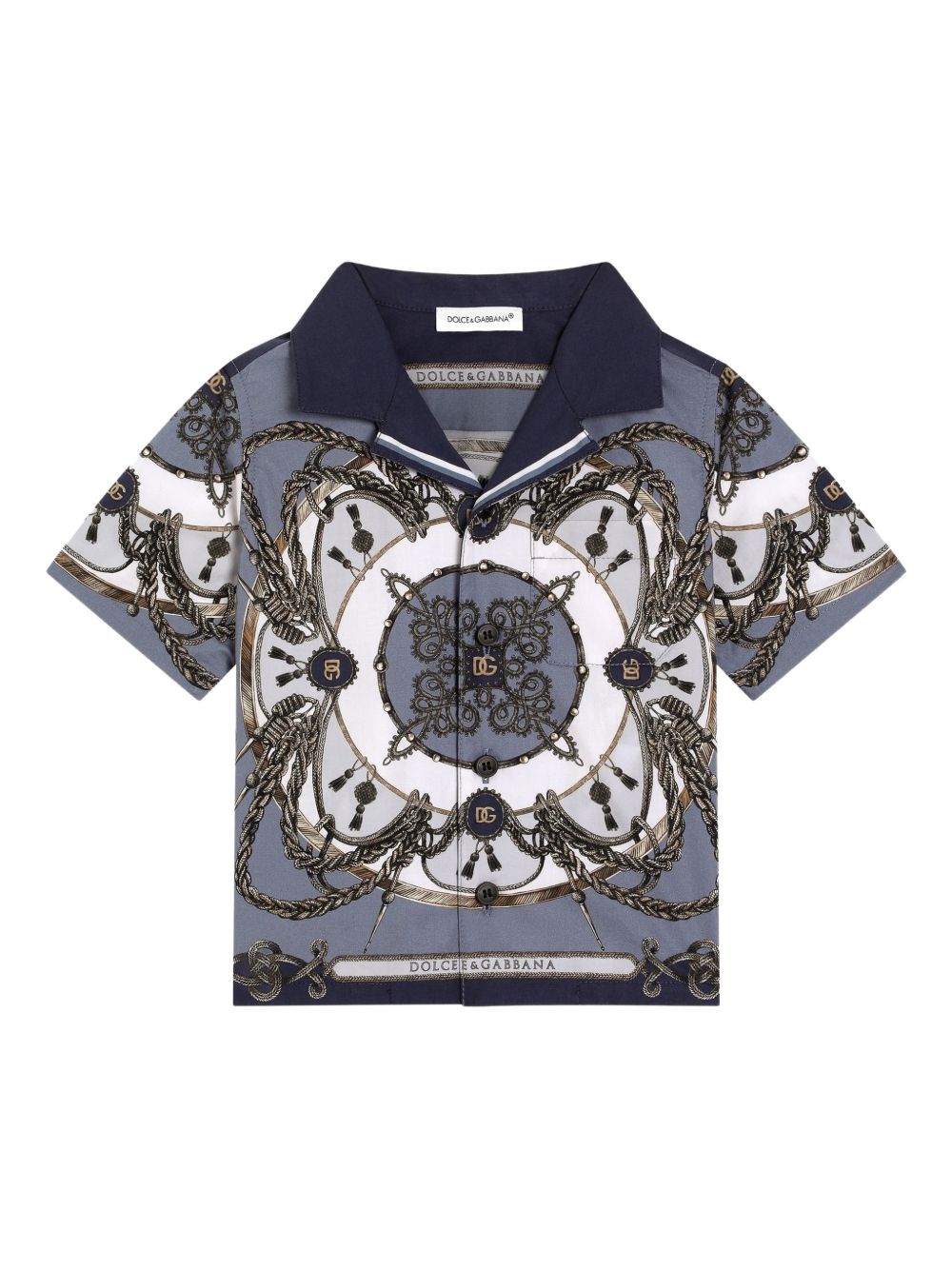Camicia per neonato Dolce & Gabbana blu con stampa grafica all-over L14S82 FI5NQ HT5XB DOLCE & GABBANA KIDS 