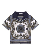 Camicia per neonato Dolce & Gabbana blu con stampa grafica all-over L14S82 FI5NQ HT5XB DOLCE & GABBANA KIDS 