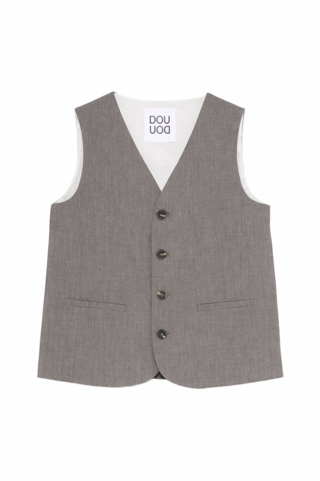 Gilet per bambino Douuod Kids grigio con bottoni e scollo a V DY2P82 I0321 808 DOUUOD KIDS 