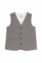 Gilet per bambino Douuod Kids grigio con bottoni e scollo a V DY2P82 I0321 808 DOUUOD KIDS 