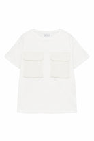 T-shirt per bambino Douuod Kids bianca con tasche sul davanti DY8P41 Z3708 101 DOUUOD KIDS 