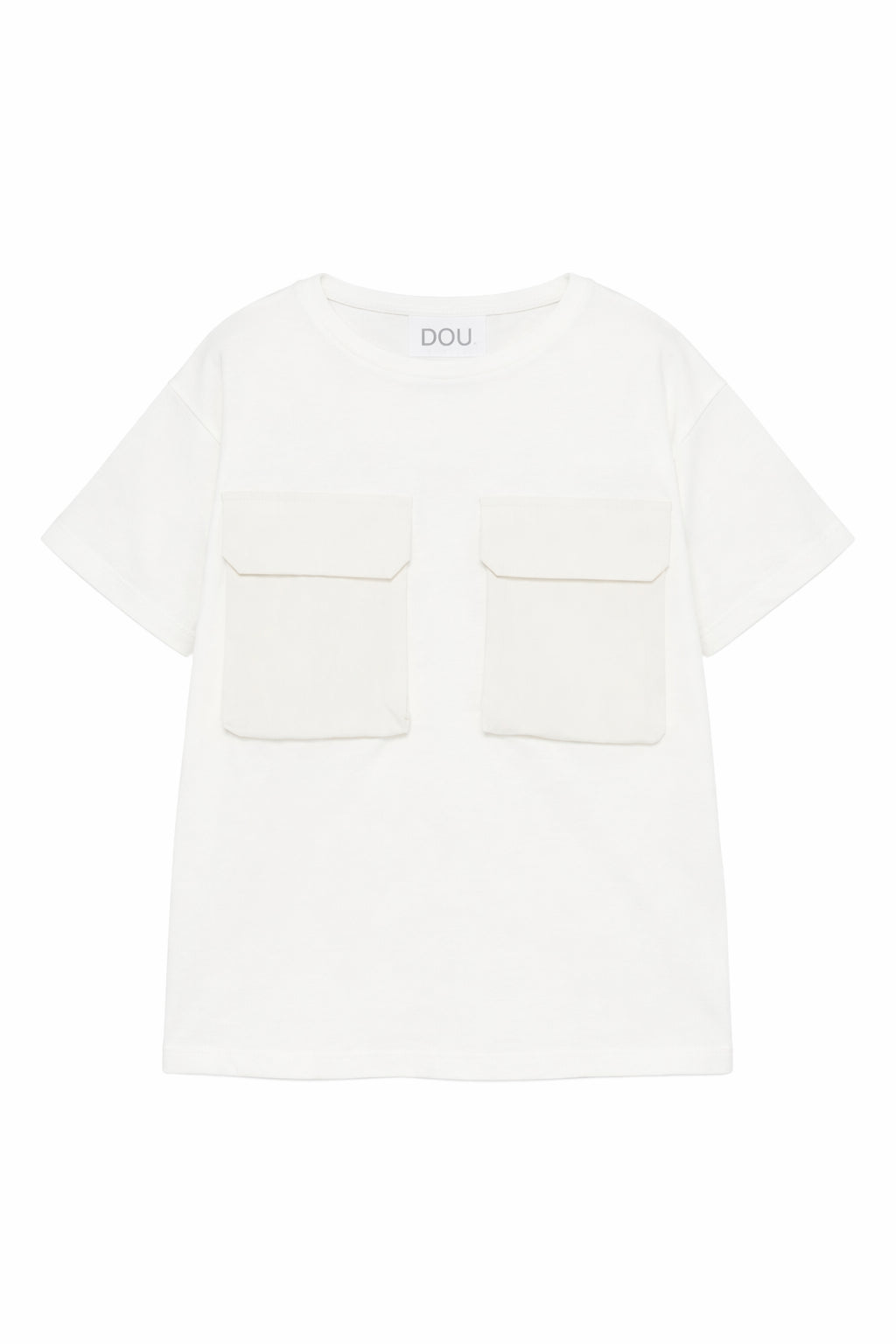 T-shirt per bambino Douuod Kids bianca con tasche sul davanti DY8P41 Z3708 101 DOUUOD KIDS 