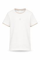 T-shirt per bambino Eleventy Kids bianca con bordi a contrasto EY8P31 Z3708 101BG ELEVENTY KIDS 