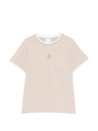 T-shirt per bambino Eleventy Kids beige con logo sul davanti EY8P31 Z3711 873AV ELEVENTY KIDS 