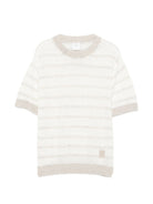T-shirt per bambino Eleventy Kids beige con design a righe EY9P21 Z3182 80A ELEVENTY KIDS 