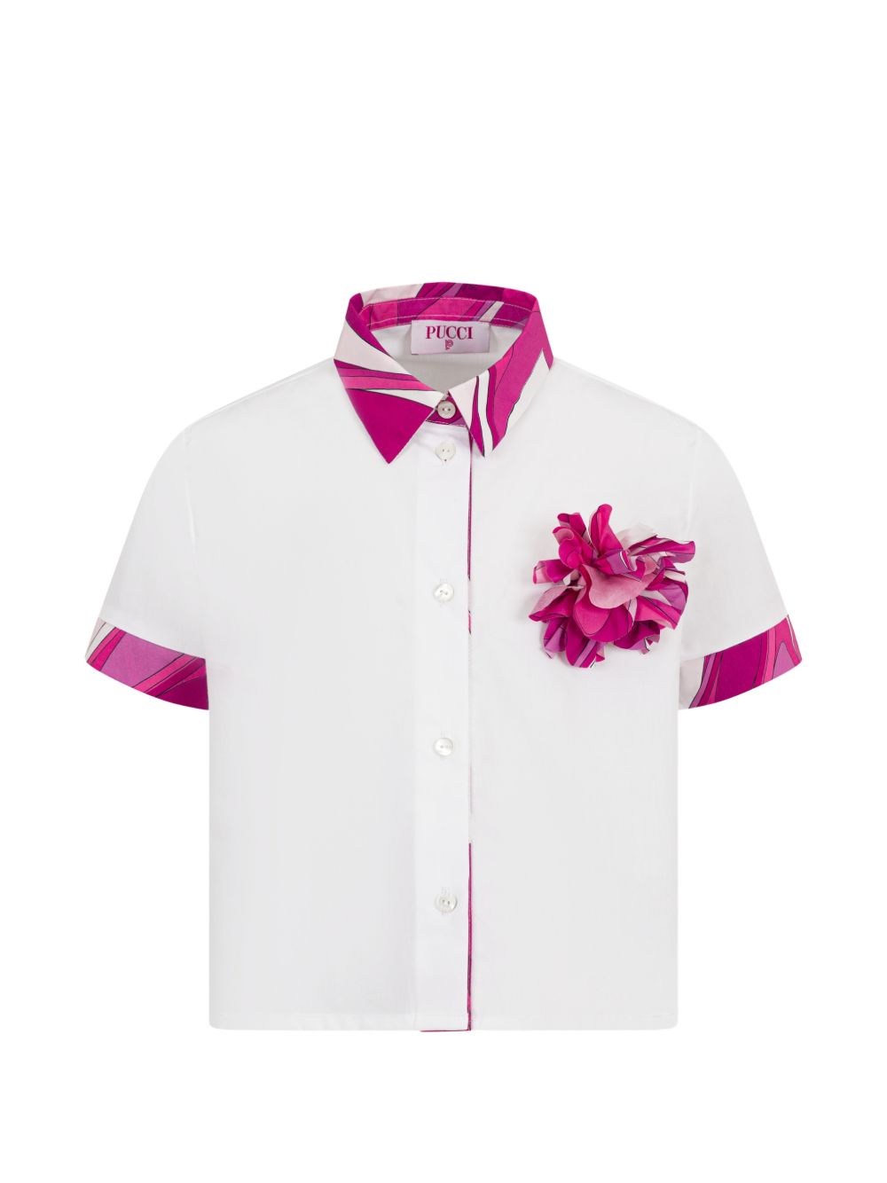 Camicia per bambina Emilio Pucci Junior bianca con decorazione floreale PY5A51 Z3718 100FU EMILIO PUCCI KIDS 