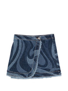 Gonna doppio giro per bambina Emilio Pucci Junior denim con motivo a spirale PY7B71 L0384 620 EMILIO PUCCI KIDS 