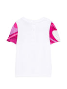 T-shirt per neonata Emilio Pucci Junior bianca con maniche a contrasto PY8071 Z3672 100FU EMILIO PUCCI KIDS 