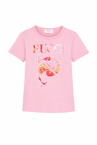 T-shirt per bambina Emilio Pucci Junior rosa con stampa grafica PY8A01 Z3672 552AR EMILIO PUCCI KIDS 