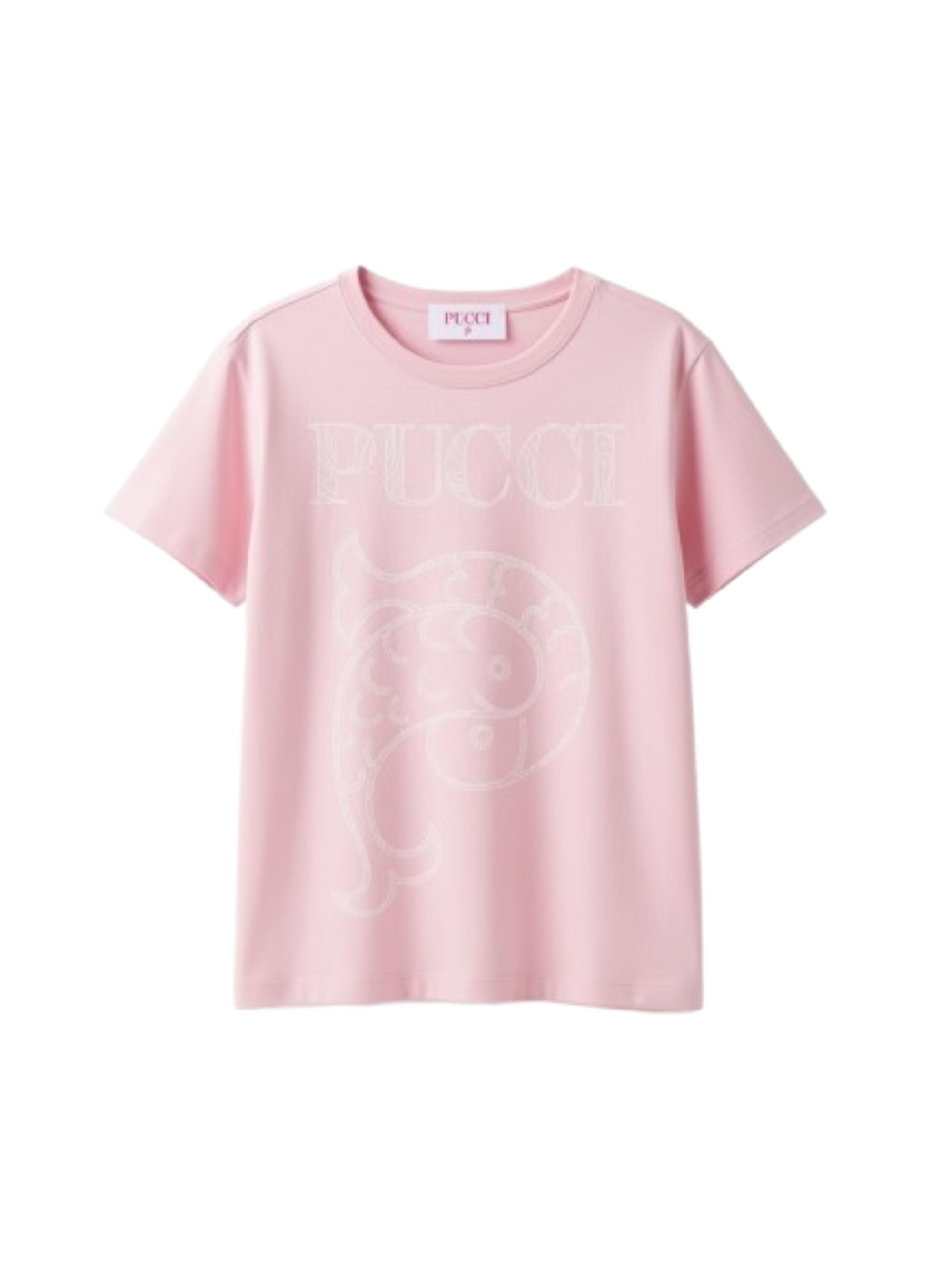 T-shirt per bambina Emilio Pucci Junior rosa con stampa grafica PY8A71 Z3672 51E EMILIO PUCCI KIDS 