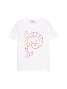 T-shirt per bambina Emilio Pucci Junior bianca con stampa grafica PY8B21 Z3672 100AR EMILIO PUCCI KIDS 
