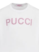 T-shirt per bambina Emilio Pucci Junior bianca con logo con borchie PY8B31 Z3672 100FU EMILIO PUCCI KIDS 