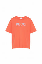 T-shirt per bambina Emilio Pucci Junior arancione con logo con borchie PY8B31 Z3672 472 EMILIO PUCCI KIDS 