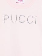 T-shirt per bambina Emilio Pucci Junior rosa con logo borchiato PY8B31 Z3672 51E EMILIO PUCCI KIDS 