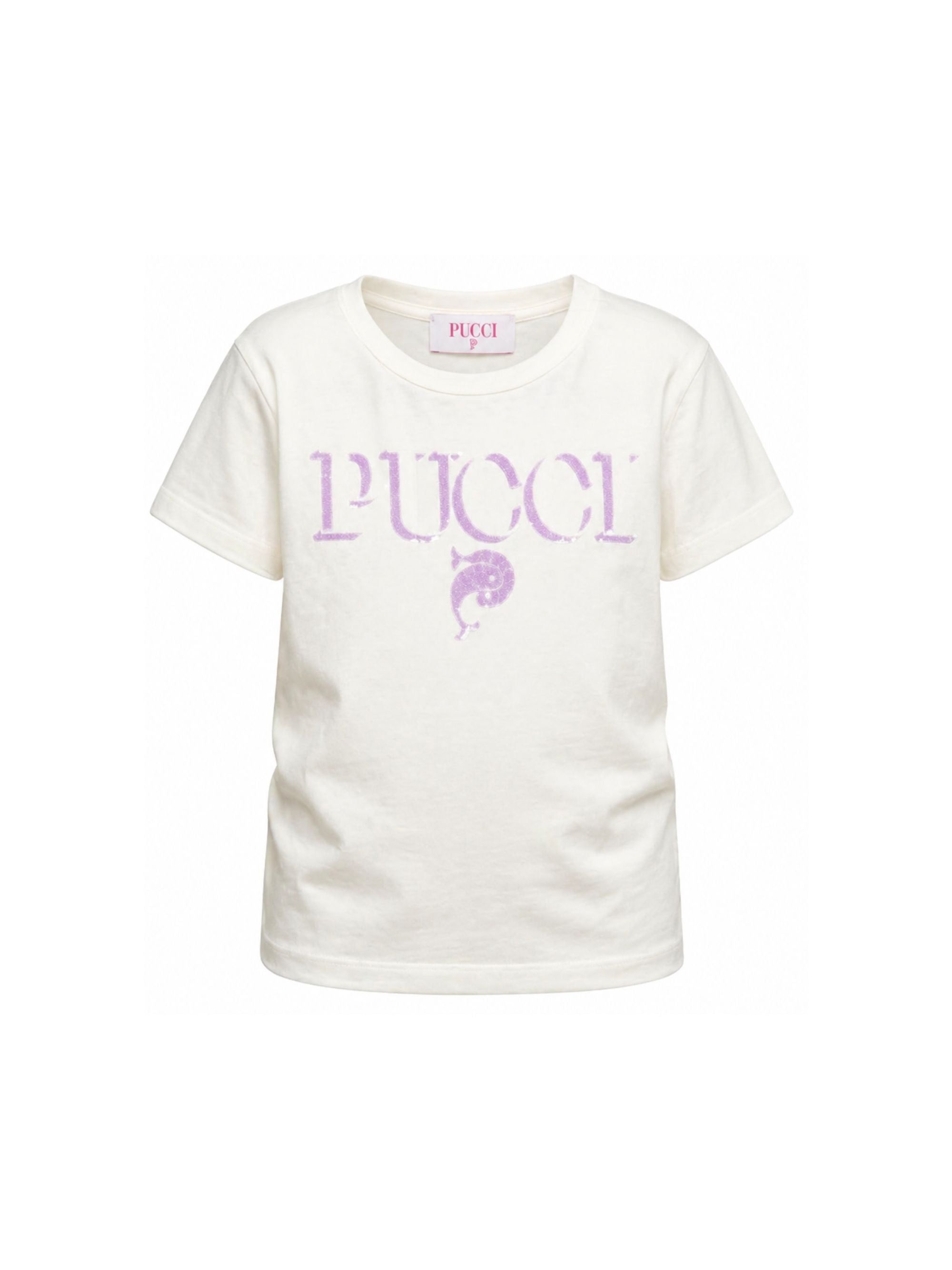 T-shirt per bambina Pucci Junior bianca con stampa logo PY8B71 Z3672 102LI EMILIO PUCCI KIDS 
