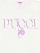T-shirt per bambina Pucci Junior bianca con stampa logo PY8B71 Z3672 102LI EMILIO PUCCI KIDS 