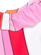 Costume da bagno per bambina Emilio Pucci Junior rosa con ruches PYC009 Z3748 50EAR EMILIO PUCCI KIDS 