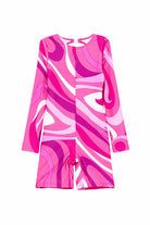 Costume intero per bambina Emilio Pucci Junior rosa a maniche lunghe PYCA29 Z3747 570BC EMILIO PUCCI KIDS 