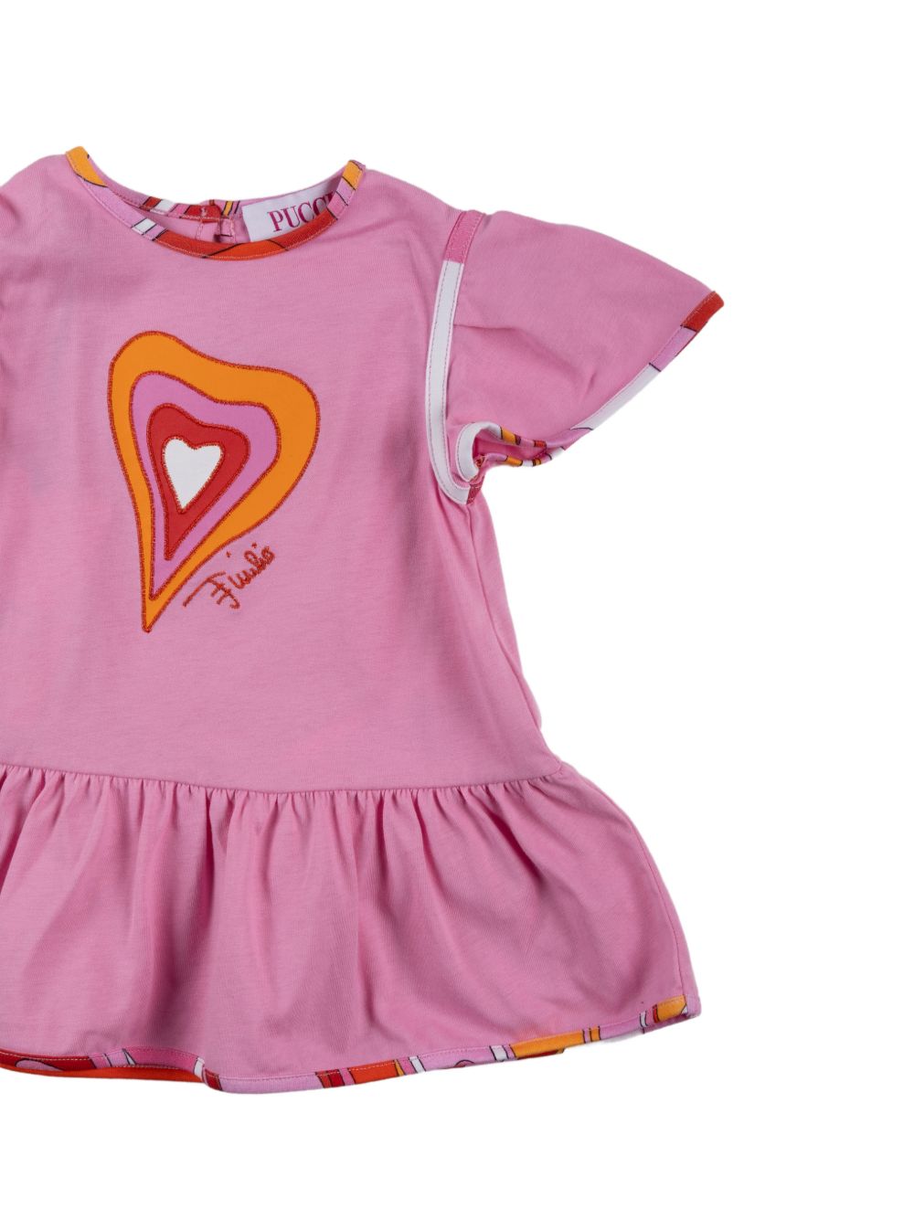 Abito per neonata Emilio Pucci Junior rosa con stampa grafica e ruches PY1041 Z3672 552AR EMILIO PUCCI KIDS 