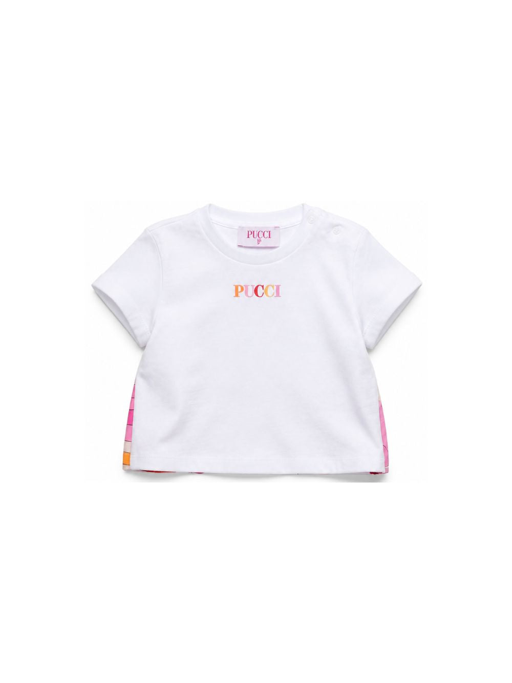 T-shirt a girocollo per neonata Emilio Pucci Junior bianca con ruches PY8031 Z3672 100AR EMILIO PUCCI KIDS 
