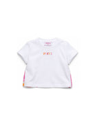 T-shirt a girocollo per neonata Emilio Pucci Junior bianca con ruches PY8031 Z3672 100AR EMILIO PUCCI KIDS 