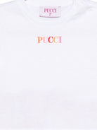 T-shirt a girocollo per neonata Emilio Pucci Junior bianca con ruches PY8031 Z3672 100AR EMILIO PUCCI KIDS 