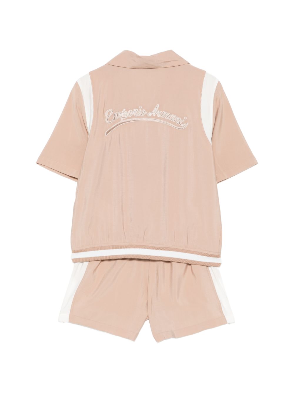 Set t-shirt e shorts per bambino Emporio Armani Kids beige con dettagli a contrasto EB001042 AF20699 M1301 EMPORIO ARMANI KIDS 