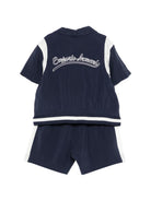 Set due pezzi per neonato Emporio Armani Kids blu scuro con logo ricamato EB001115 AF20699 MB569 EMPORIO ARMANI KIDS 