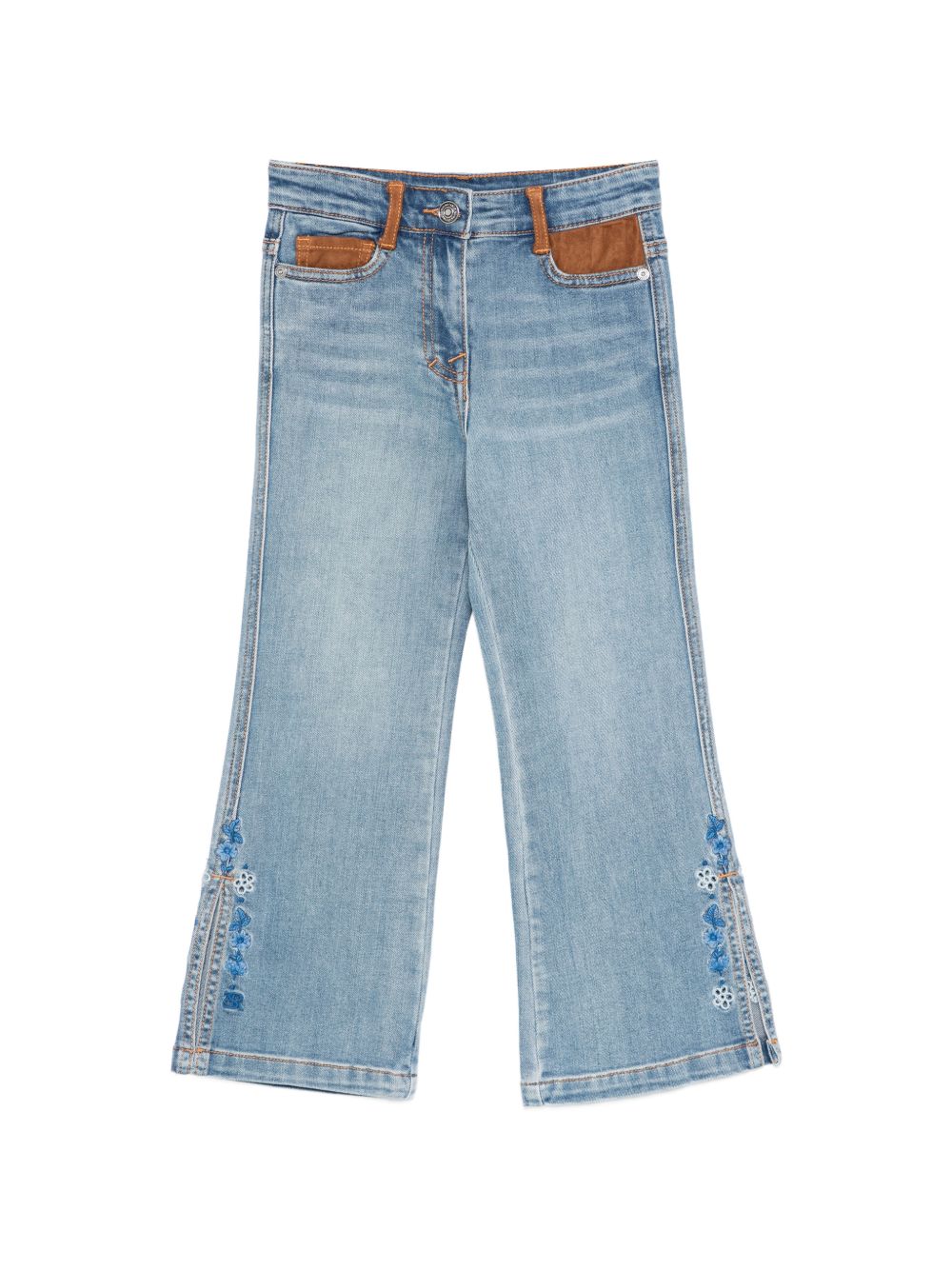 Jeans per bambina Ermanno Scervino Junior denim con applicazione fiori Z9G402 7015 062S ERMANNO SCERVINO KIDS 