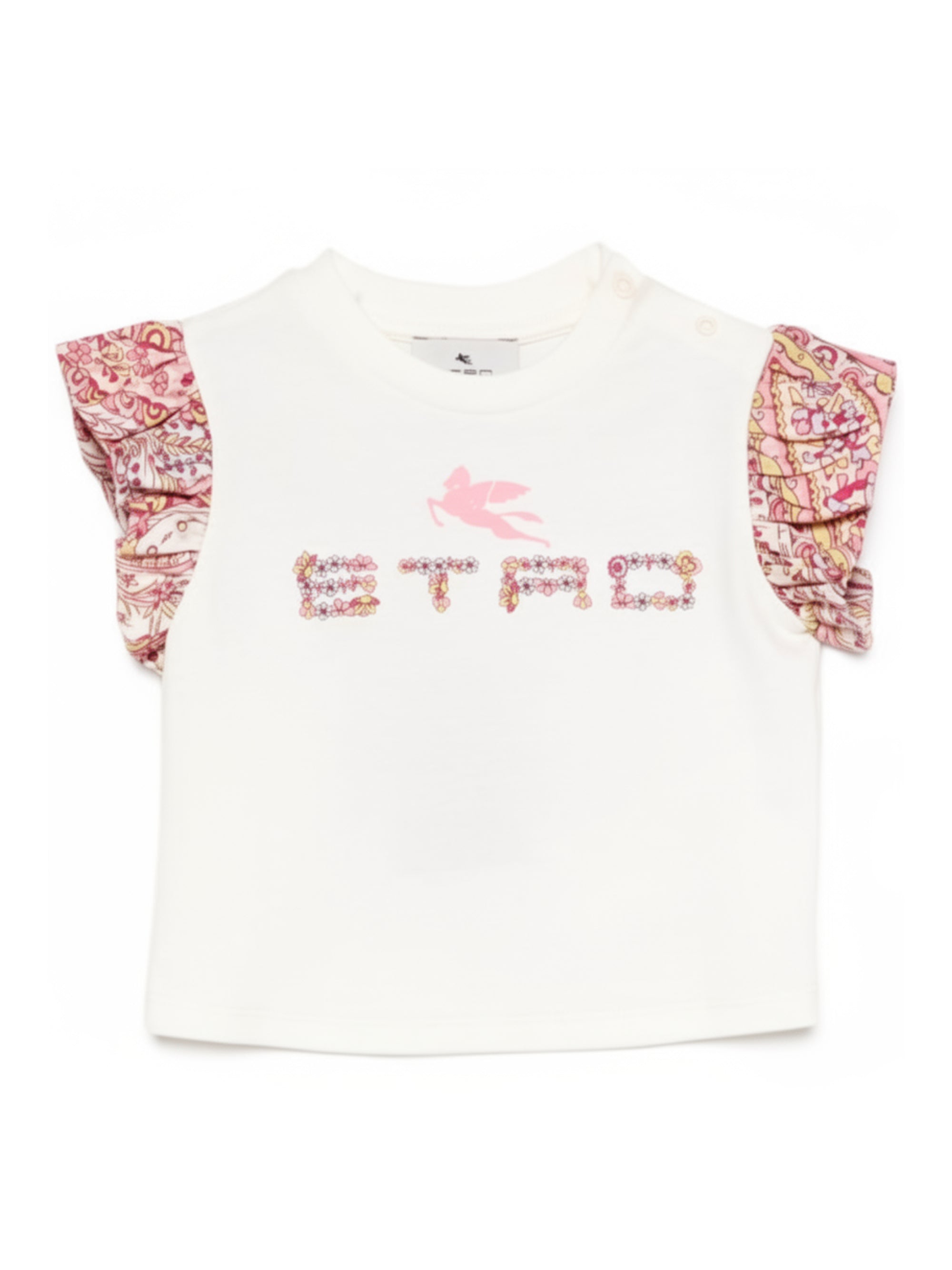 T-shirt per neonata Etro Kids beige con dettagli floreali GY8001 Z3672 102RS ETRO KIDS 