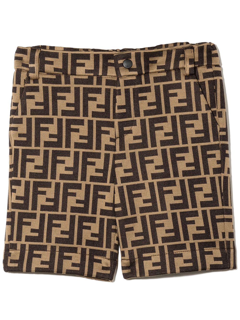 Shorts per neonato Fendi Kids marrone con logo FF BMF176 A6A6 F0E0ZX FENDI KIDS 