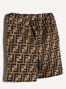 Shorts per neonato Fendi Kids marrone con logo FF BMF176 A6A6 F0E0ZX FENDI KIDS 