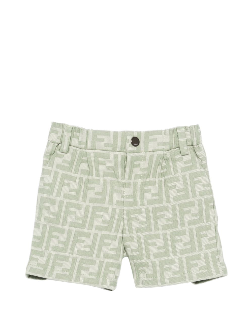 Shorts per neonato Fendi Kids verde con stampa monogramma FF all-over BMF266 AVW1 F1DS6 FENDI KIDS 