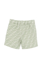 Shorts per neonato Fendi Kids verde con stampa monogramma FF all-over BMF266 AVW1 F1DS6 FENDI KIDS 