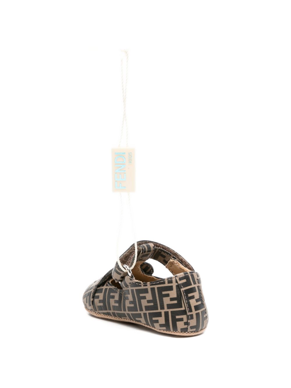 Scarpine primi passi per neonati Fendi Kids marrone con stampa logo FF all-over BUR574 AWKB F0HDP FENDI KIDS 