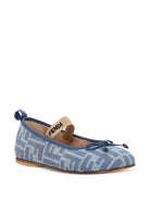 Ballerine per bambina Fendi Kids blu con effetto FF JFR376 AWKC F1V9L FENDI KIDS 