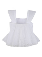 Top per bambina Givenchy Kids bianco con ricamo floreale in pizzo H31232 10P GIVENCHY KIDS 