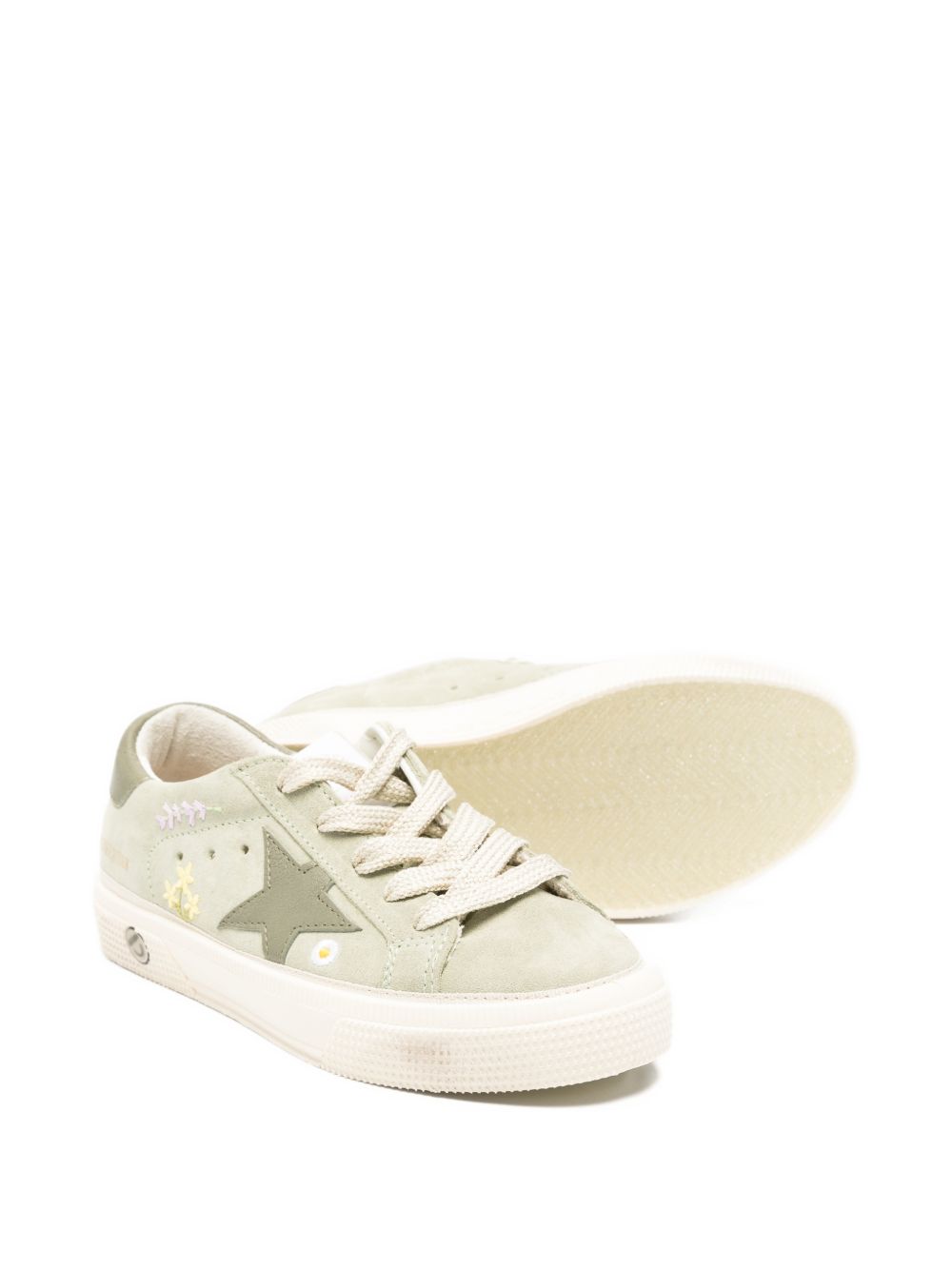 Sneakers per bambina Golden Goose Kids verdi con dettagli fiorellini S06GSNL00002 043 GOLDEN GOOSE KIDS 