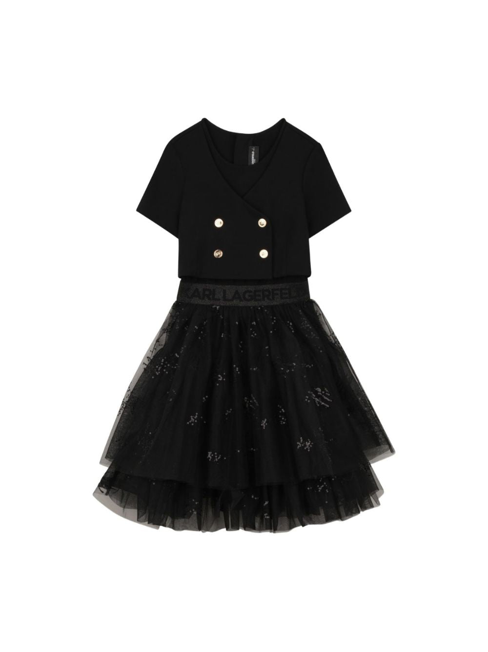 Abito per bambina karl Lagerfeld Kids nero con balze Z31142 09B KARL LAGERFELD KIDS 
