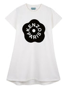 Abito per bambina Kenzo Kids bianco con dettaglio logo sul davanti K61794 117 KENZO KIDS 