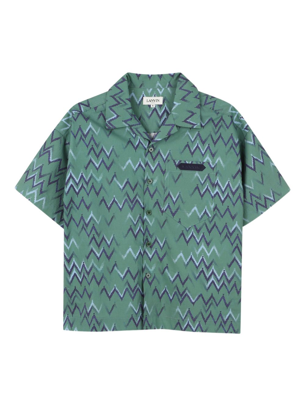 Camicia per bambino Lanvin Enfant verde con motivo a zigzag N30392 U58 LANVIN KIDS 
