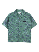 Camicia per bambino Lanvin Enfant verde con motivo a zigzag N30392 U58 LANVIN KIDS 
