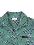 Camicia per bambino Lanvin Enfant verde con motivo a zigzag N30392 U58 LANVIN KIDS 