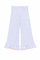 Pantaloni Loukini per bambina Louise Misha bianchi con design a righe azzurre GRI-S26-P0146 BLUE LOUISE MISHA KIDS 