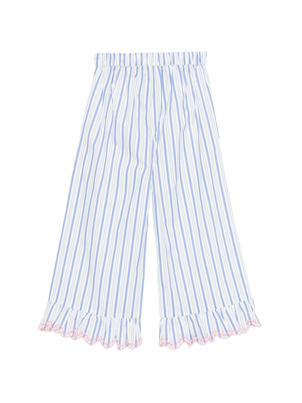 Pantaloni Loukini per bambina Louise Misha bianchi con design a righe azzurre GRI-S26-P0146 BLUE LOUISE MISHA KIDS 