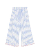 Pantaloni Loukini per bambina Louise Misha bianchi con design a righe azzurre GRI-S26-P0146 BLUE LOUISE MISHA KIDS 