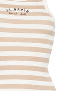 Canotta Ada per donna MC2 Saint Barth beige con motivo a righe AAD001 02259L MC2 ST. BARTH 